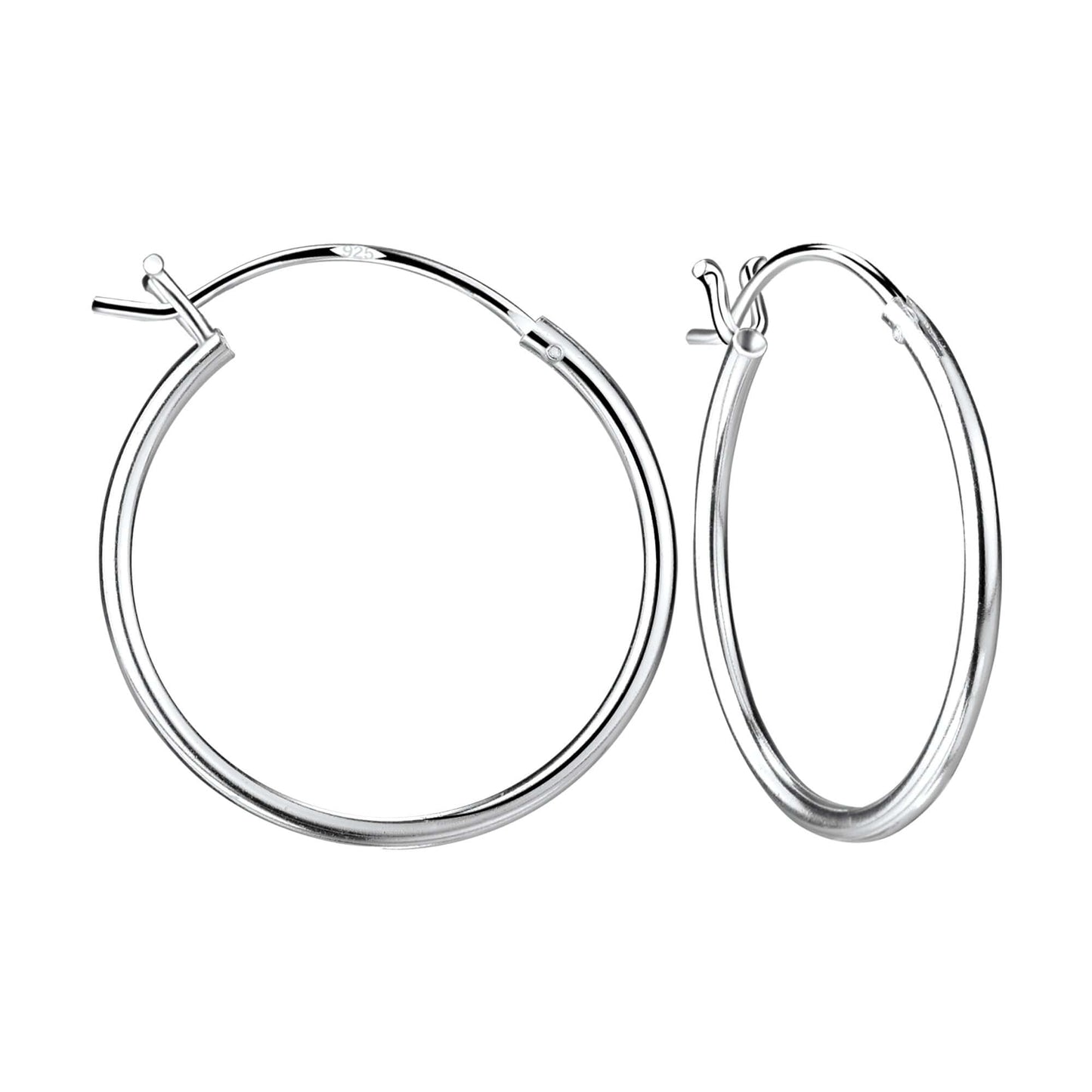20mm Silver Hoop Earrings | 925 Sterling Silver French Lock - Brazale - T