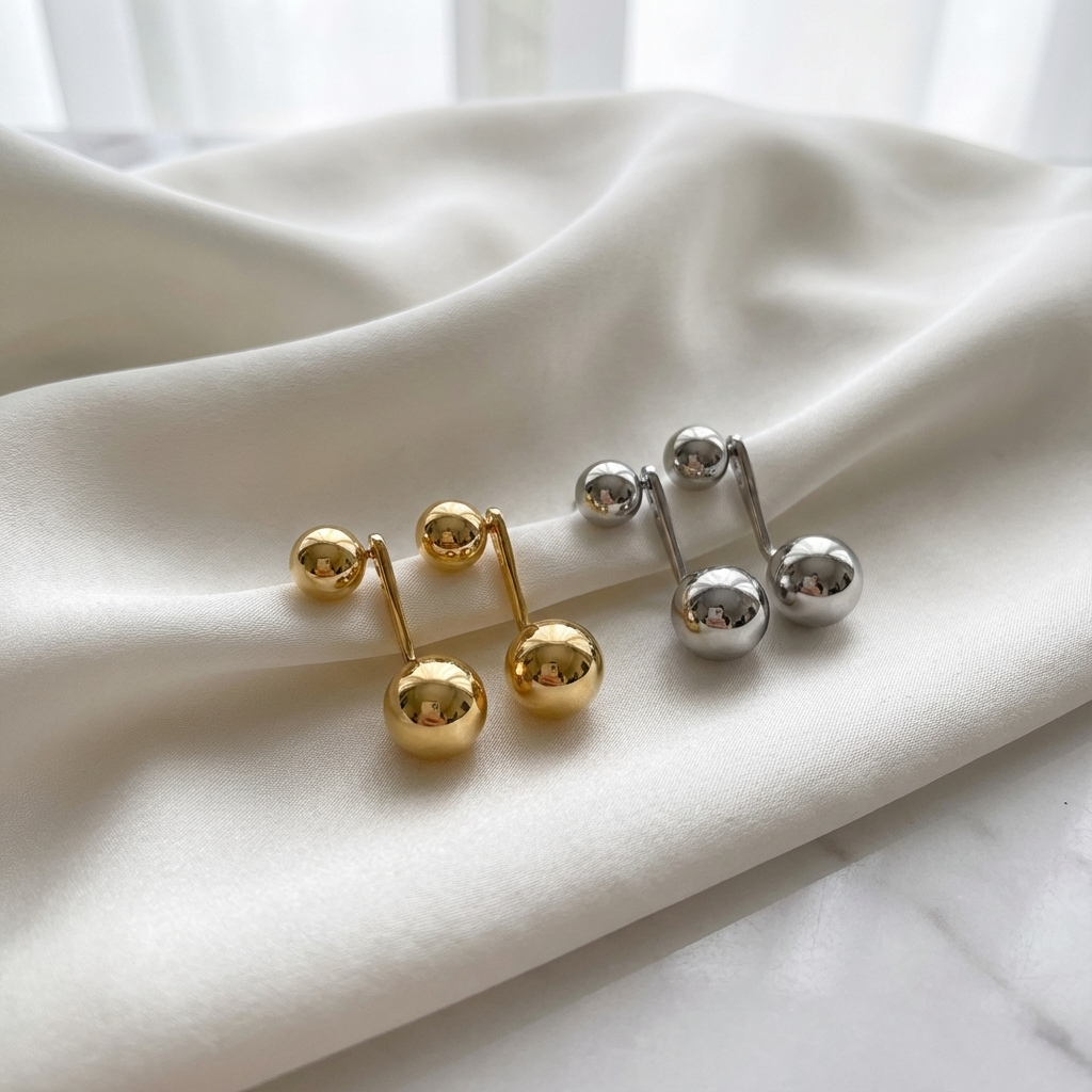 Orbit Double Ball Earrings | 316L Stainless Steel Gold