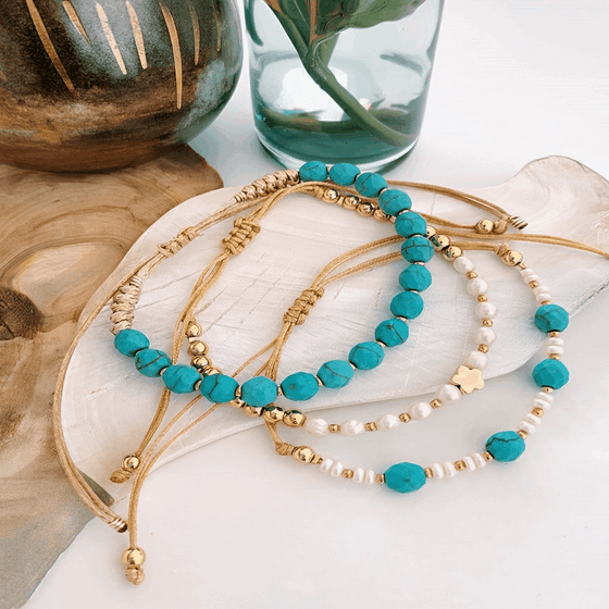 Island Stack Bracelets | Pearl & Copper | Handcrafted - Brazale - T
