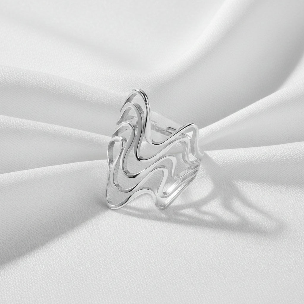 Roman Wave Ring | Stainless Steel 14K Gold Plated Waterproof Adjustable - Brazale - T