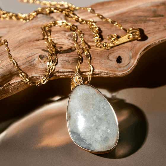 Serene Necklace - Natural Stone Geometric Gold Necklace | Brazale - T - Brazale - T
