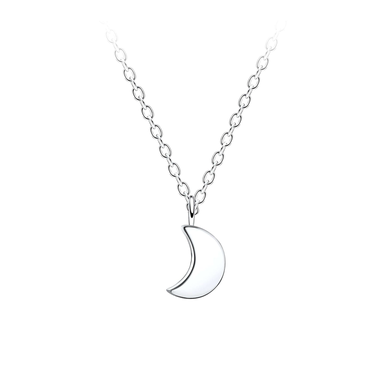 925 sterling silver crescent moon necklace, minimalist design, hypoallergenic and durable, ideal for everyday or special occasions.