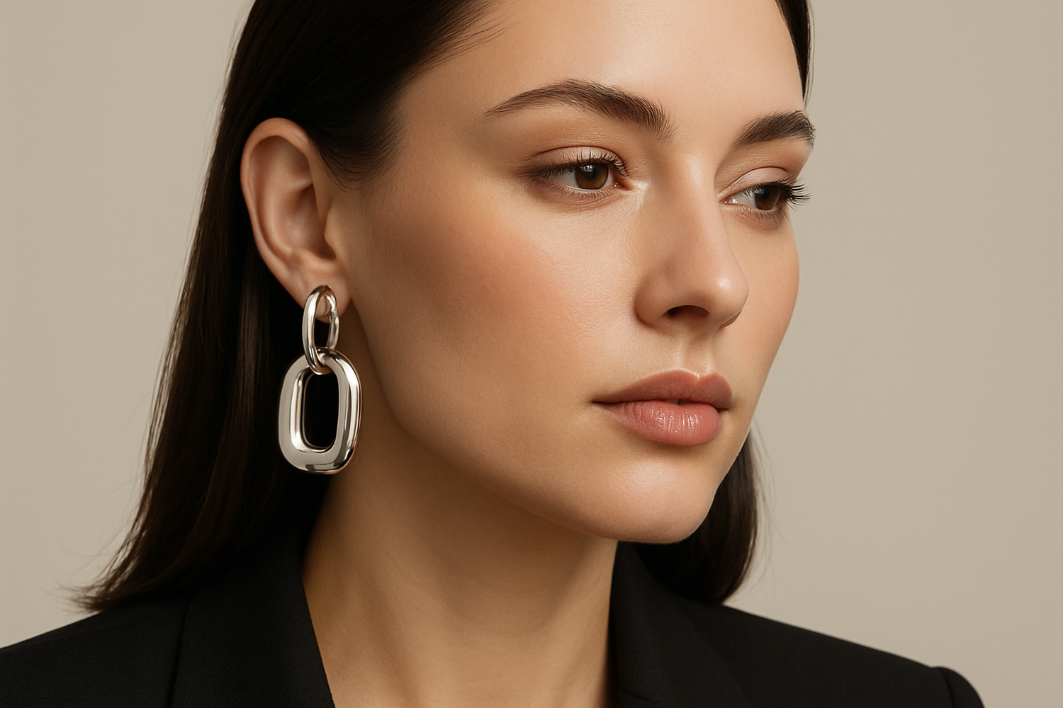 Geometric stainless steel earrings with ball accents, hypoallergenic and tarnish-free.