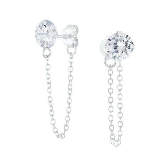 6mm Round Cubic Zirconia Stud Earrings | 925 Sterling Silver