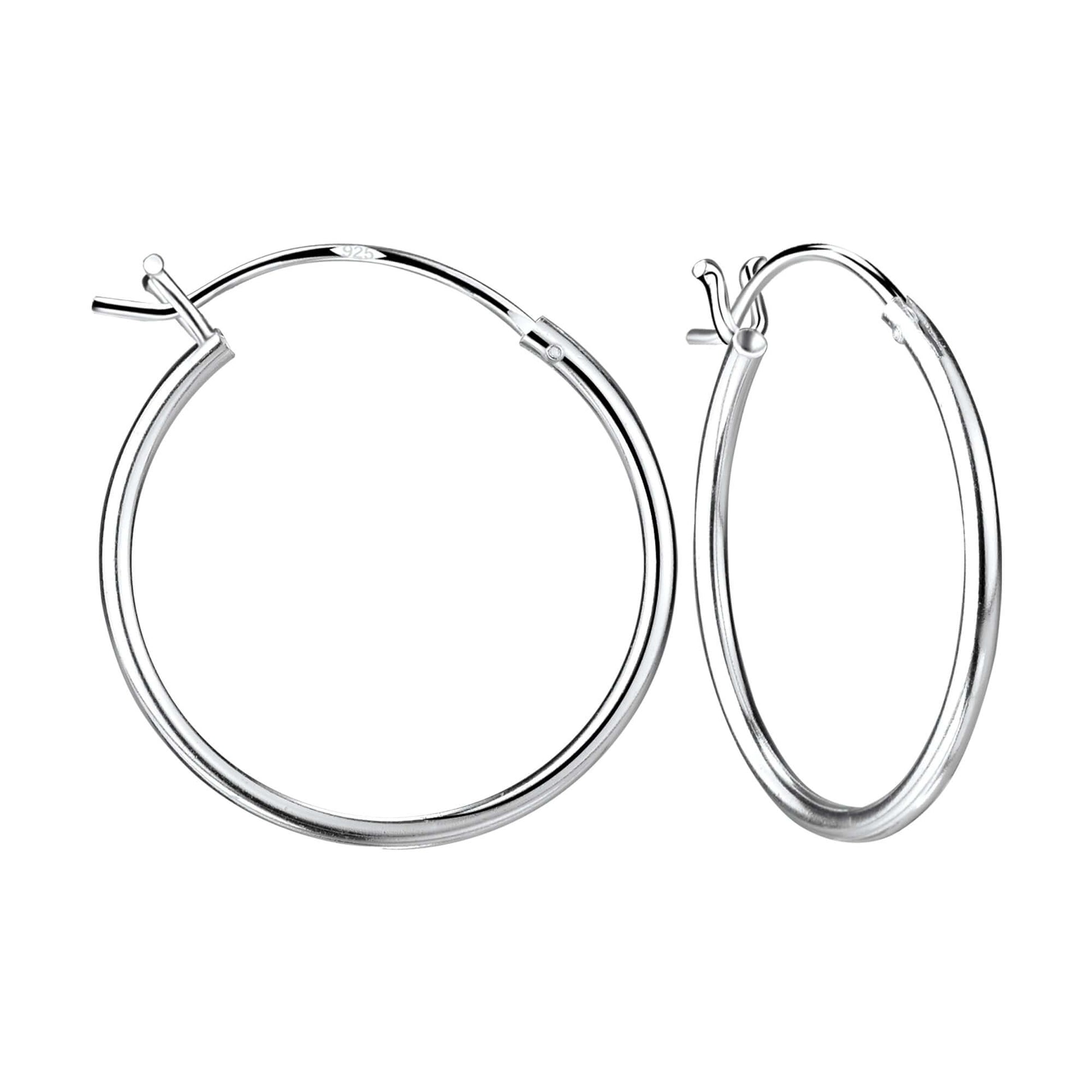 20mm Silver Hoop Earrings | 925 Sterling Silver French Lock - Brazale - T