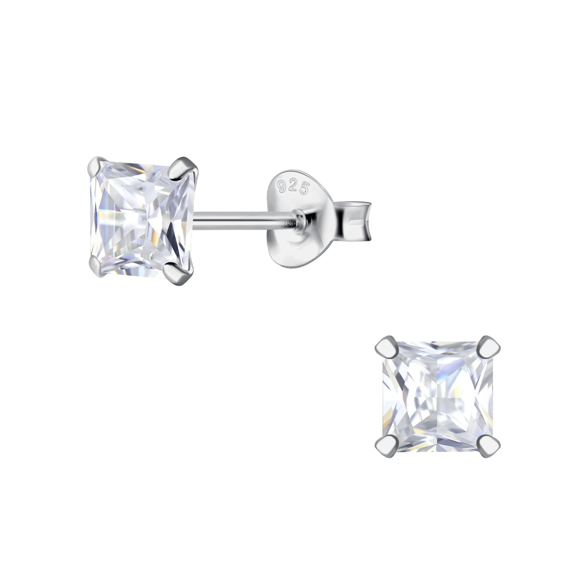 5mm Zirconia Stud Earrings | 925 Sterling Silver Waterproof Brilliant Cut - Brazale - T
