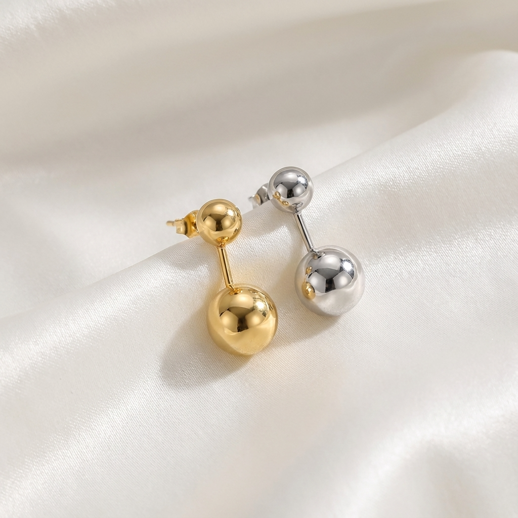 Orbit Double Ball Earrings | 316L Stainless Steel Gold