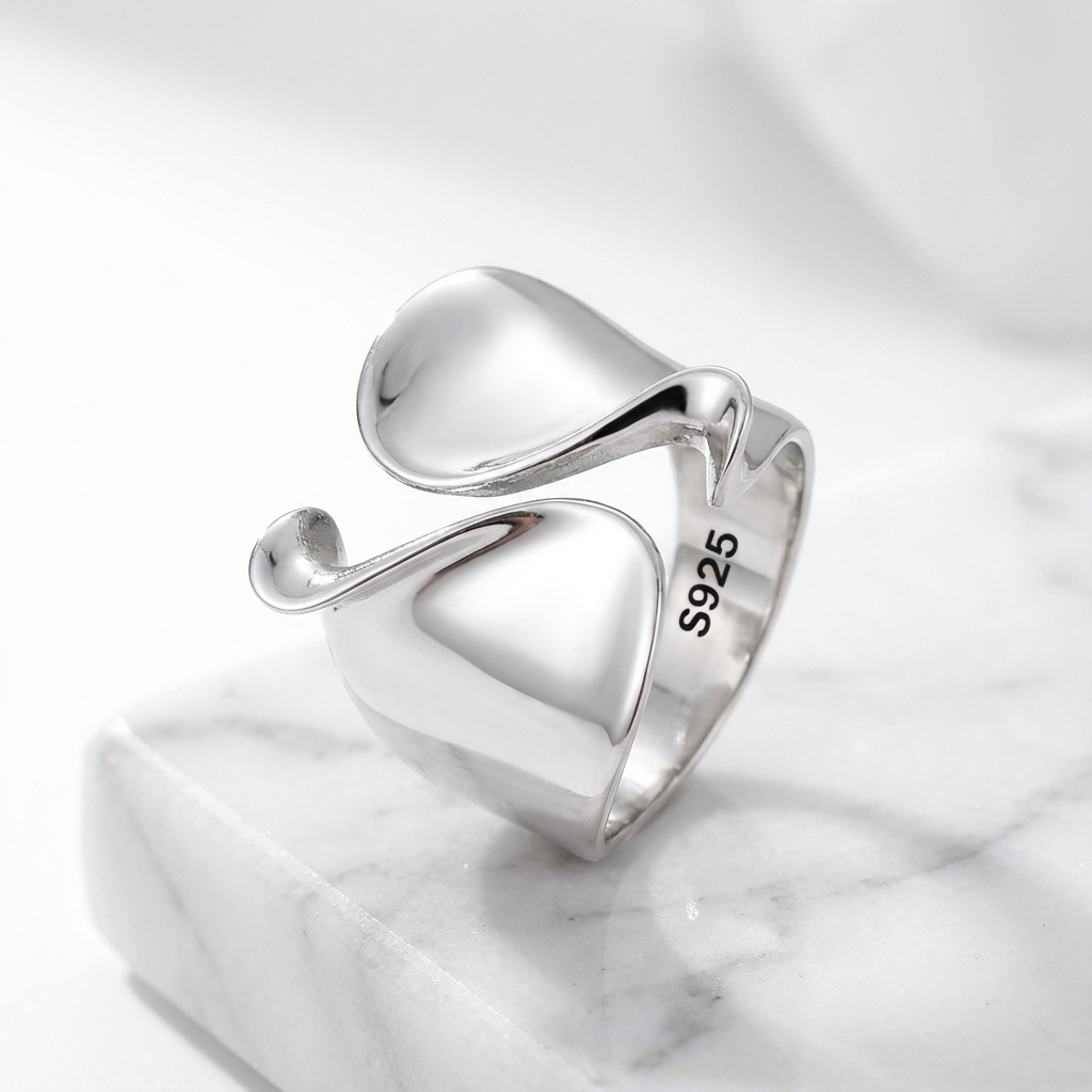 Wave Embrace Ring | 925 Sterling Silver Adjustable