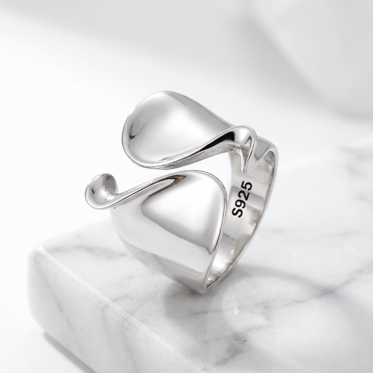 Wave Embrace Ring | 925 Sterling Silver Adjustable