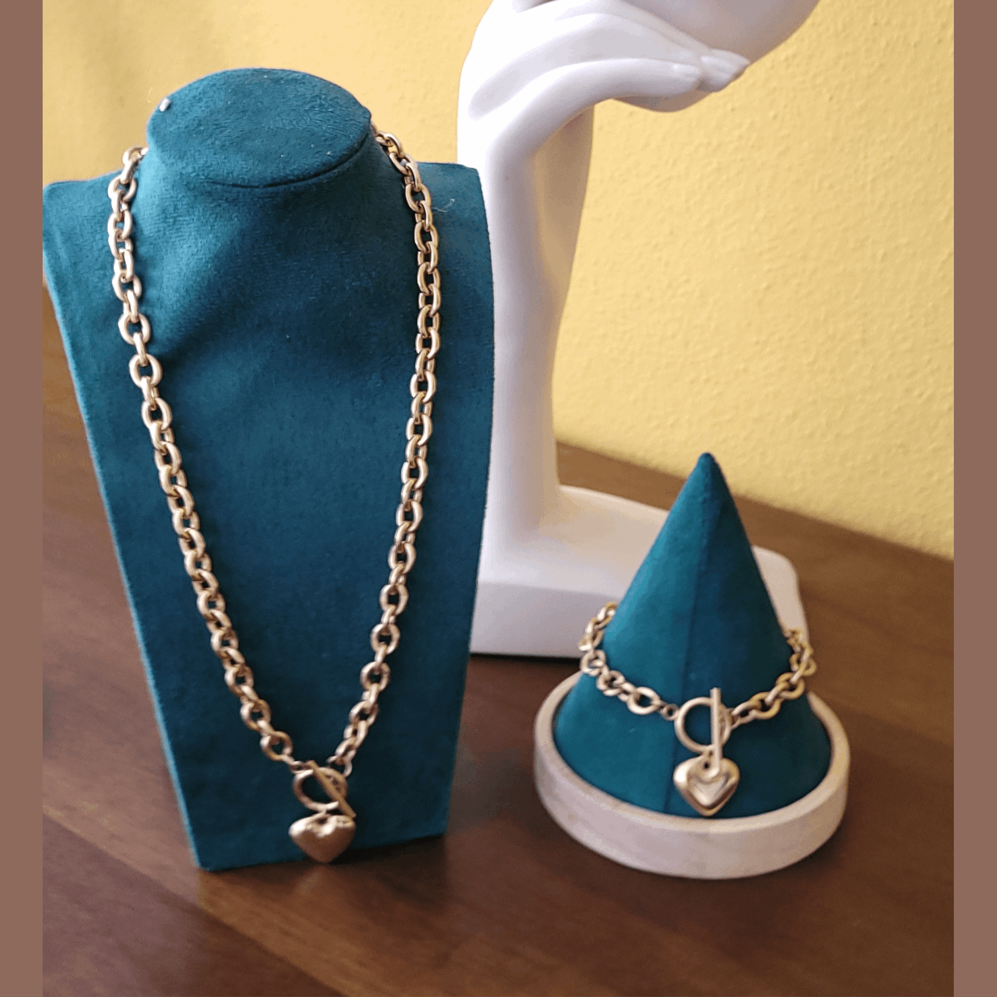 Amanda Heart Jewelry Set | Stainless Steel 18K Gold Plated Waterproof - Brazale - T