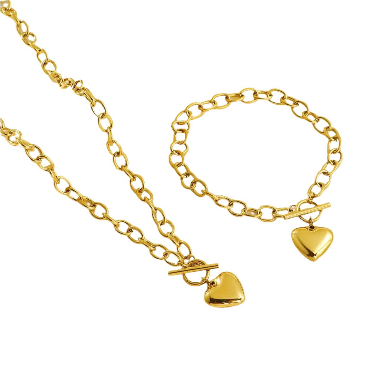 Amanda Heart Jewelry Set | Stainless Steel 18K Gold Plated Waterproof - Brazale - T