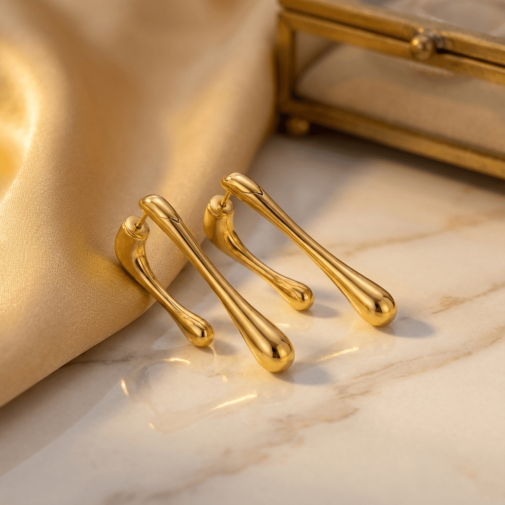 Cascade Duo Earrings | Interchangeable Rhodium - Plated Gold - Brazale - T
