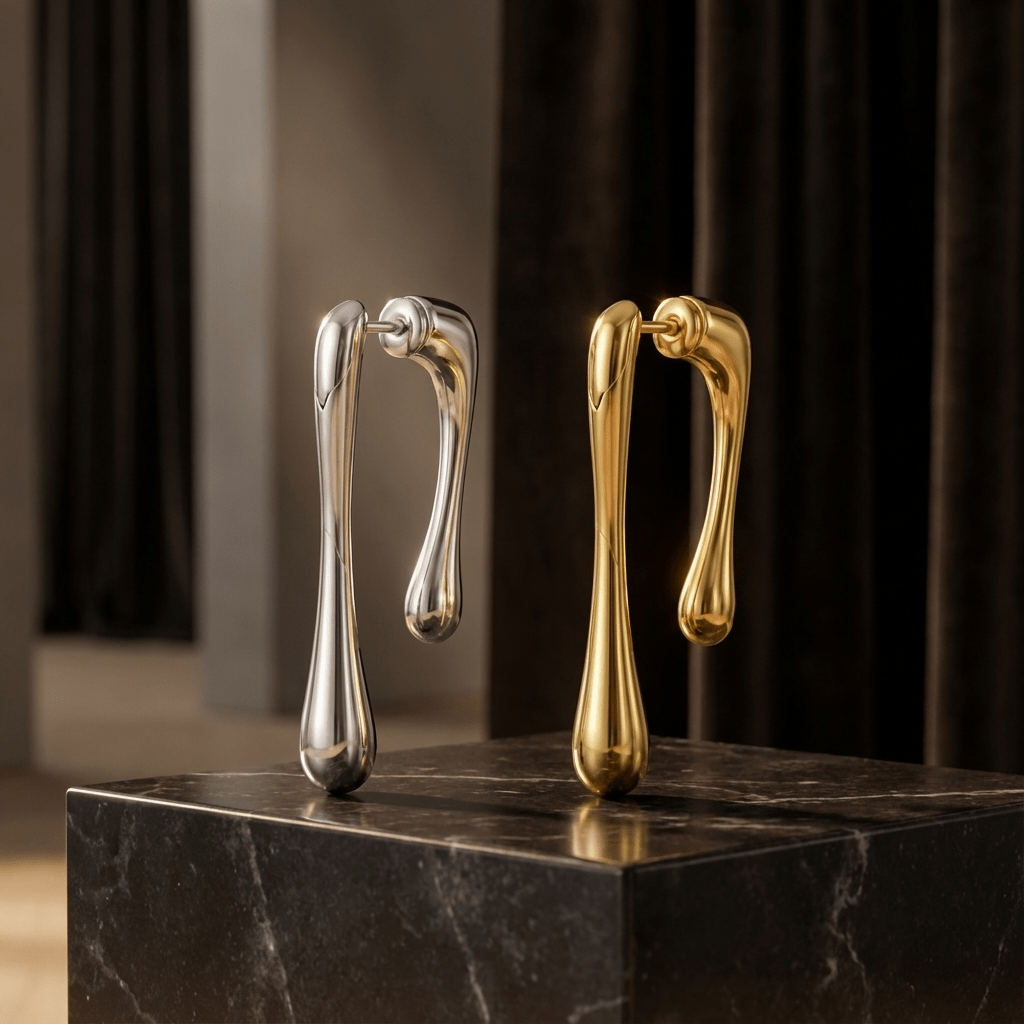 Cascade Duo Earrings | Interchangeable Rhodium - Plated Gold - Brazale - T