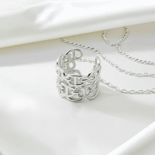 Chain Link Ring | 316L Stainless Steel Waterproof Adjustable - Brazale - T