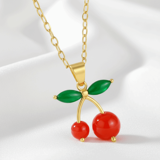 Cherry Necklace | Titanium Steel Waterproof Hypoallergenic Lightweight - Brazale - T