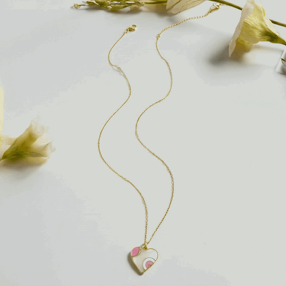 Darla Pink Heart Necklace | 316L Steel 18K Gold Plated Waterproof - Brazale - T