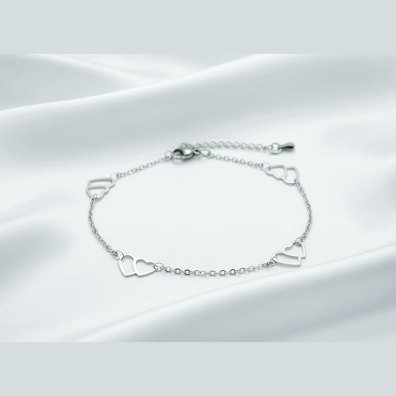 Double Heart Bracelet | 316L Stainless Steel Waterproof - Brazale - T