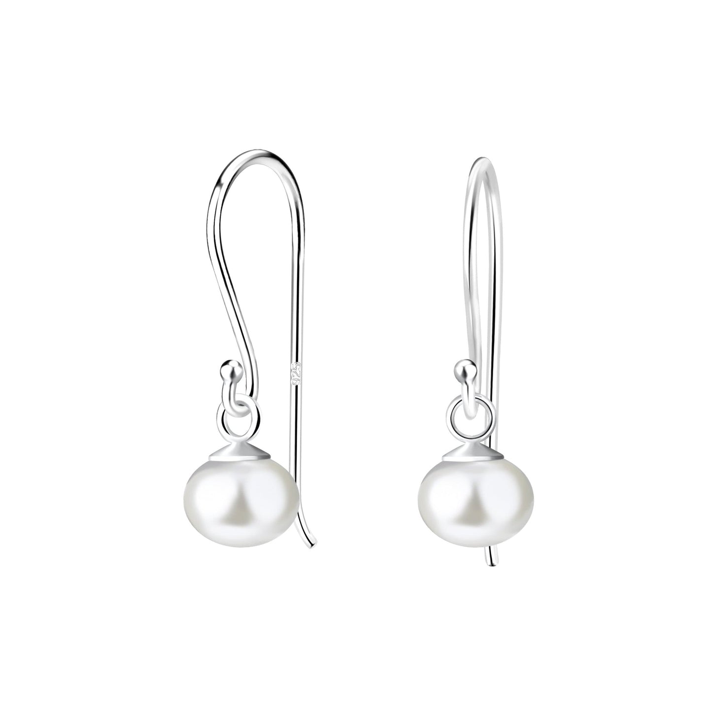 Freshwater Pearl Dangle Earrings | 925 Sterling Silver Waterproof 6mm - Brazale - T