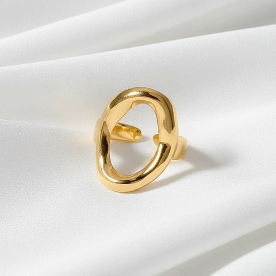 Geometric Ring | Stainless Steel Gold Plated Waterproof Modern - Brazale - T