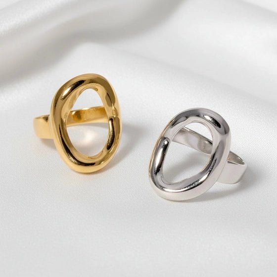 Geometric Ring | Stainless Steel Gold Plated Waterproof Modern - Brazale - T