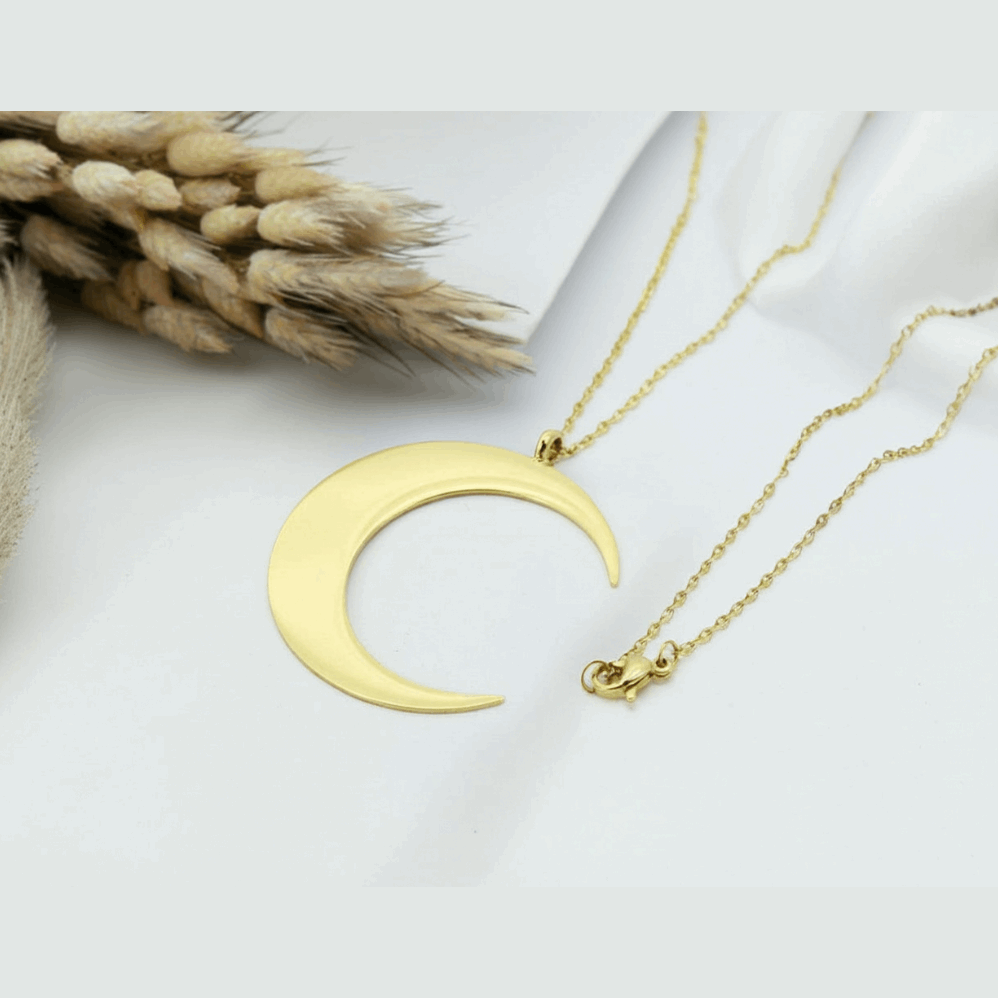Half Moon Pendant Necklace | 316L Stainless Steel Waterproof - Brazale - T