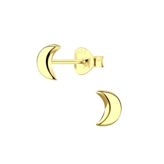 Half Moon Stud Earrings | 925 Sterling Silver 14k Gold Plated - Brazale - T