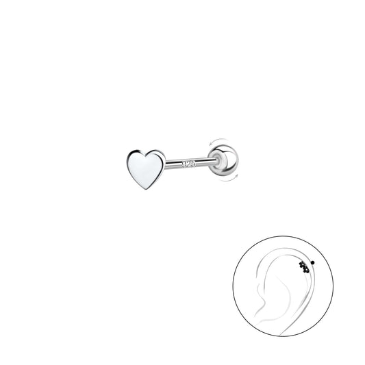 Heart Cartilage Stud Earring | 925 Sterling Silver Anti - Tarnish - Brazale - T