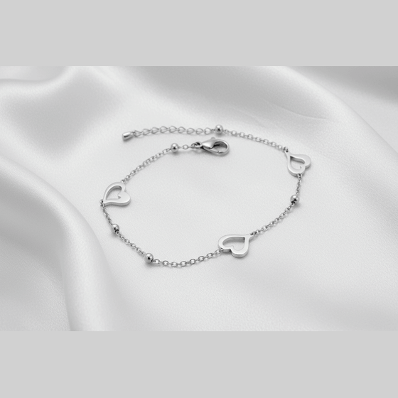 Heart Charm Bracelet | 316L Stainless Steel Waterproof - Brazale - T