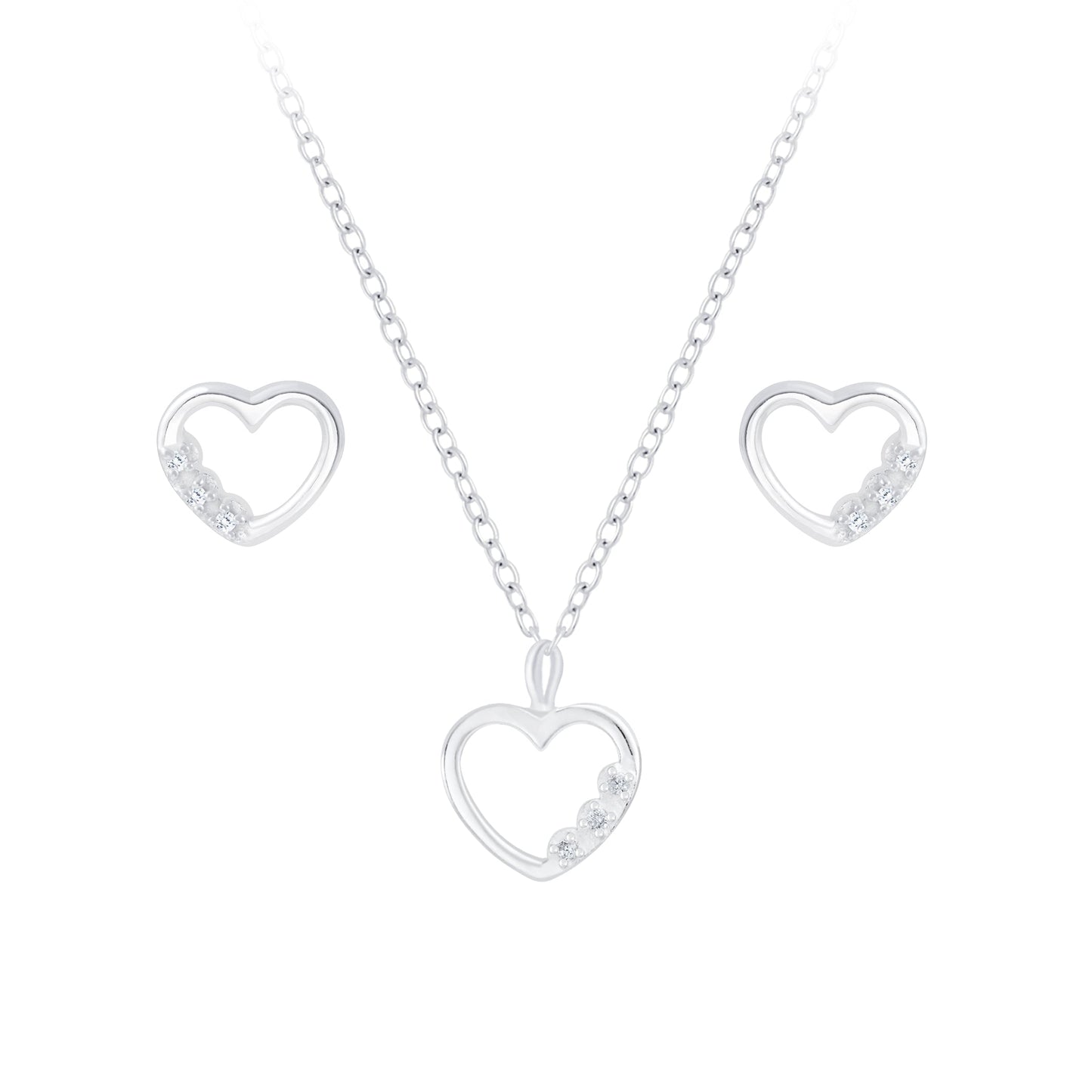 Heart Necklace and Earrings Set | 925 Sterling Silver Waterproof - Brazale - T
