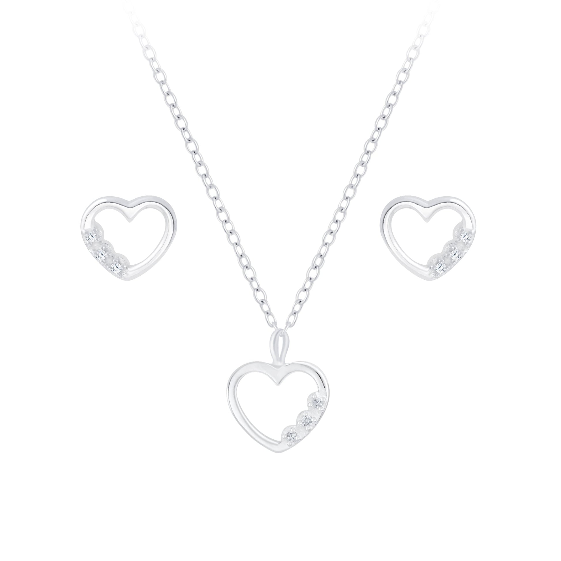 Heart Necklace and Earrings Set | 925 Sterling Silver Waterproof - Brazale - T