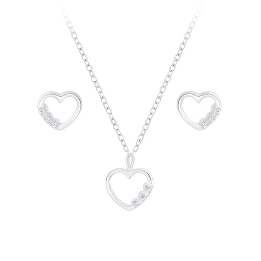 Heart Necklace and Earrings Set | 925 Sterling Silver Waterproof - Brazale - T