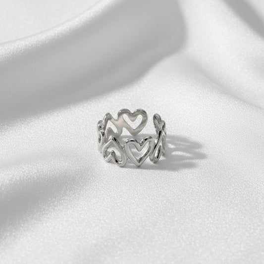 Heart Ring | Stainless Steel Gold Plated Waterproof Adjustable - Brazale - T