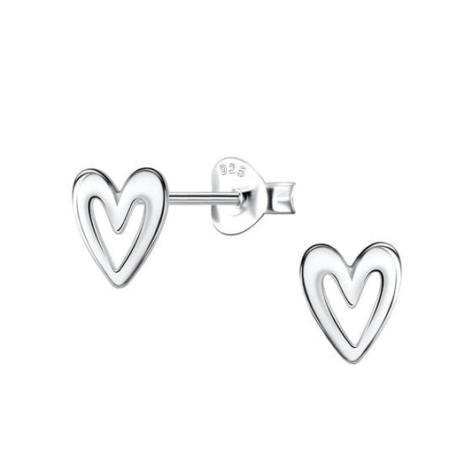 Heart Stud Earrings | 925 Sterling Silver Waterproof 6mm - Brazale - T