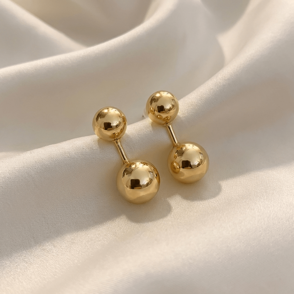 Orbit Double Ball Earrings | 316L Stainless Steel Gold - Brazale - T