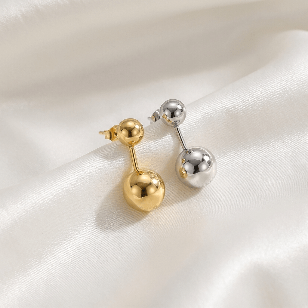 Orbit Double Ball Earrings | 316L Stainless Steel Gold - Brazale - T