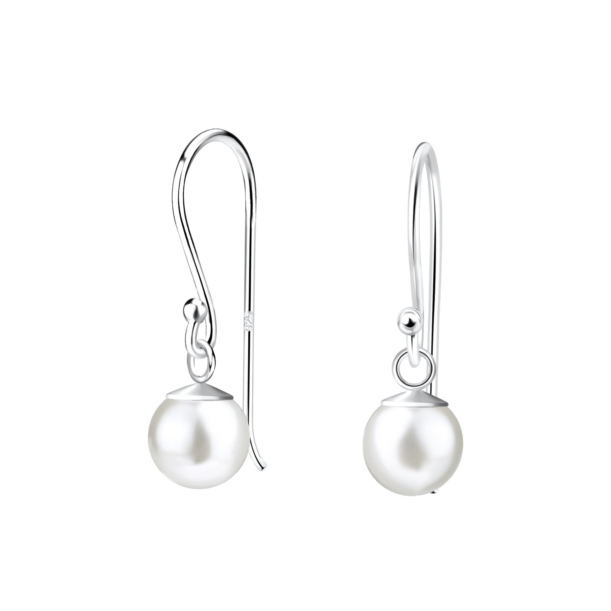 Pearl Dangle Earrings | 925 Sterling Silver Waterproof 6mm - Brazale - T