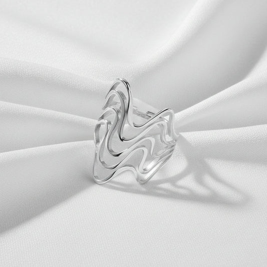 Roman Wave Ring | Stainless Steel 14K Gold Plated Waterproof Adjustable - Brazale - T