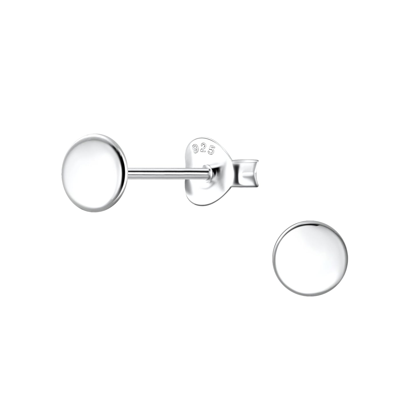 Silver Round Stud Earrings | 925 Sterling Silver Waterproof 5mm - Brazale - T