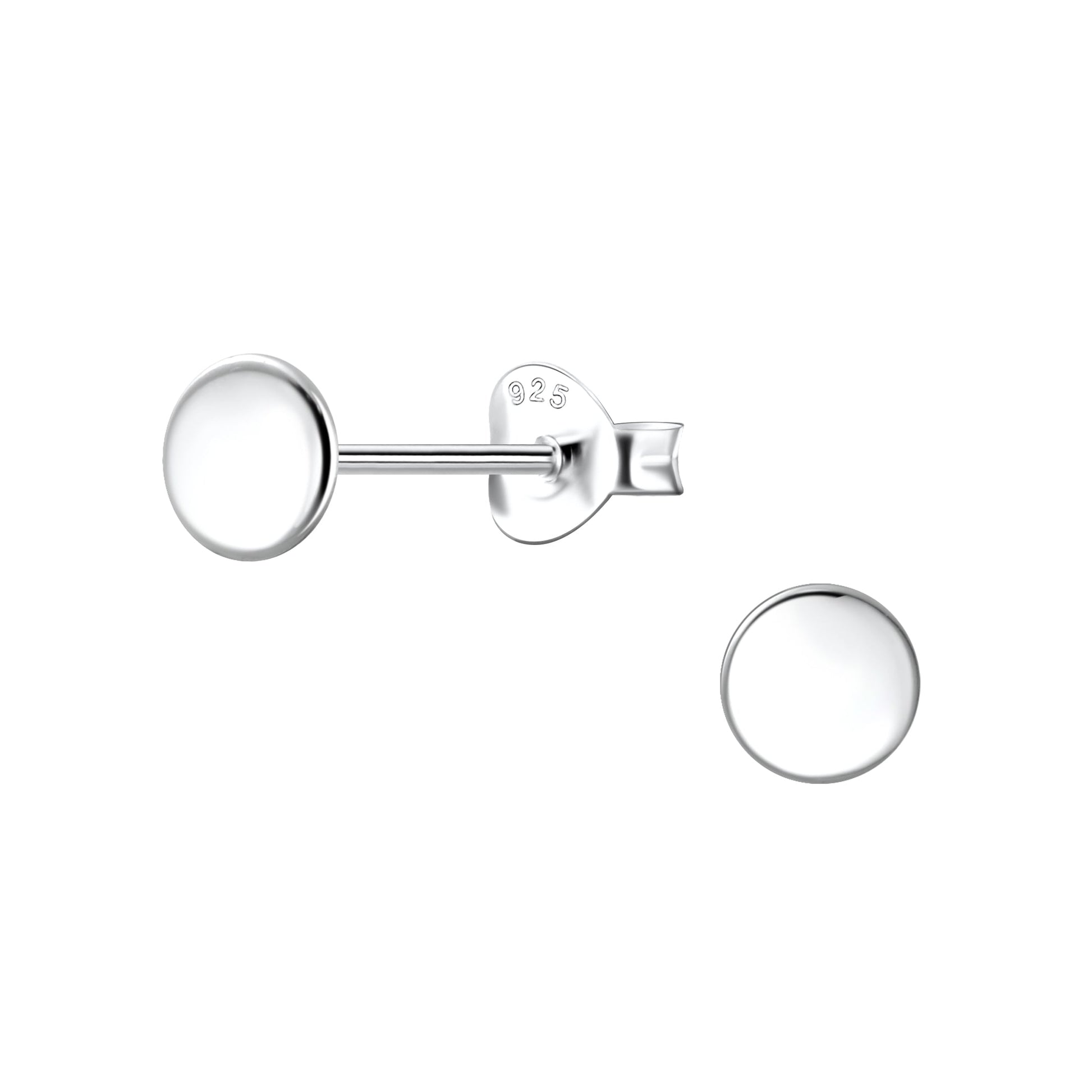 Silver Round Stud Earrings | 925 Sterling Silver Waterproof 5mm - Brazale - T
