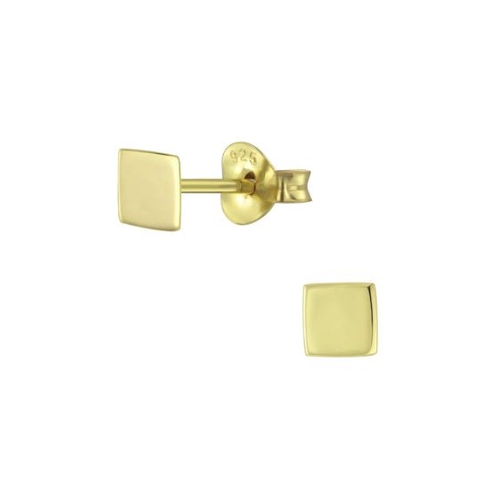 Square Stud Earrings | 925 Sterling Silver 14k Gold Plated - Brazale - T