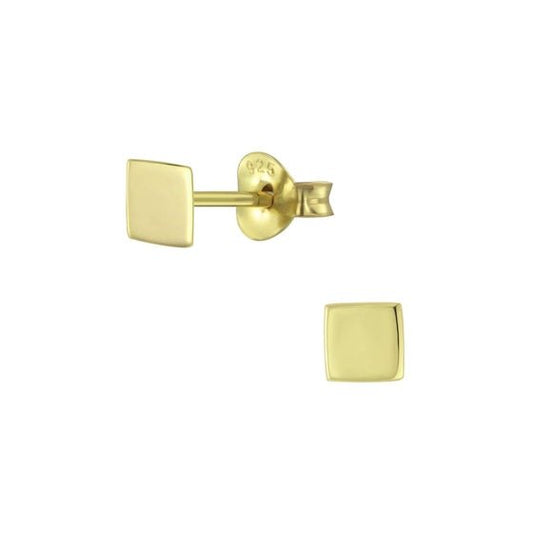 Square Stud Earrings | 925 Sterling Silver 14k Gold Plated - Brazale - T