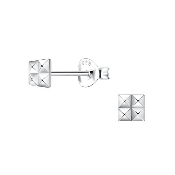 Square Stud Earrings | 925 Sterling Silver Waterproof 4mm - Brazale - T