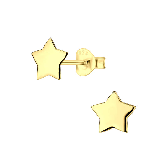 Star Stud Earrings | 925 Sterling Silver 14K Gold Plated Waterproof 7mm - Brazale - T