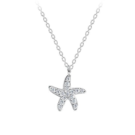 Starfish Pendant Necklace | 925 Sterling Silver CZ Anti - Tarnish - Brazale - T