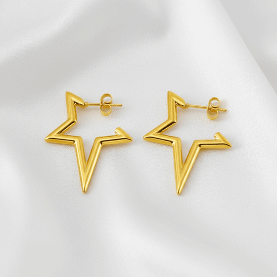 Turkish Star Earrings | Titanium Steel 18K Gold Plated Waterproof - Brazale - T