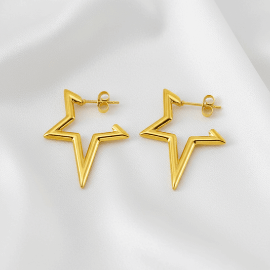 Turkish Star Earrings | Titanium Steel 18K Gold Plated Waterproof - Brazale - T